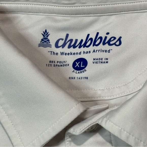 Chubbies The Weekend Has Arrived Men's Large Golf Stretch Polo Shirt White Sz XL - Picture 3 of 6